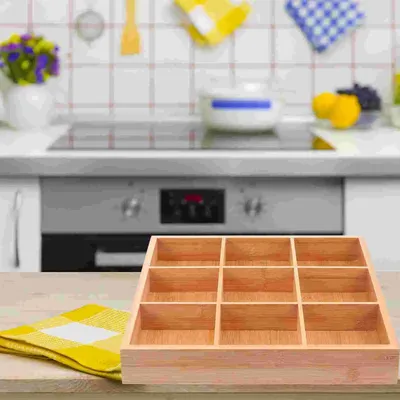 Serving Platter Vegetable Jewelry Tray Bamboo Wood Food Nine-grid Baby Phone Mount
