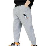 Cotton Girls Boys Plus Size Sweatpants Solid Color Wide Leg Fall Winter Casual Loose Cute Print Trousers with Pockets Gray 2 4 Years