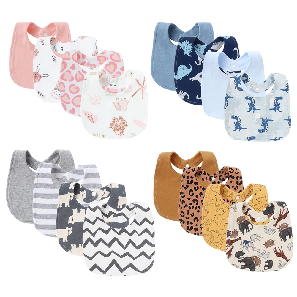 Bavoirs en coton pour bébés, 4 pièces, vêtements pour rots, serviettes de salive pour nouveau-nés, filles et garçons, tablier pour enfants, accessoires pour nourrissons, ensemble de bavoirs pour