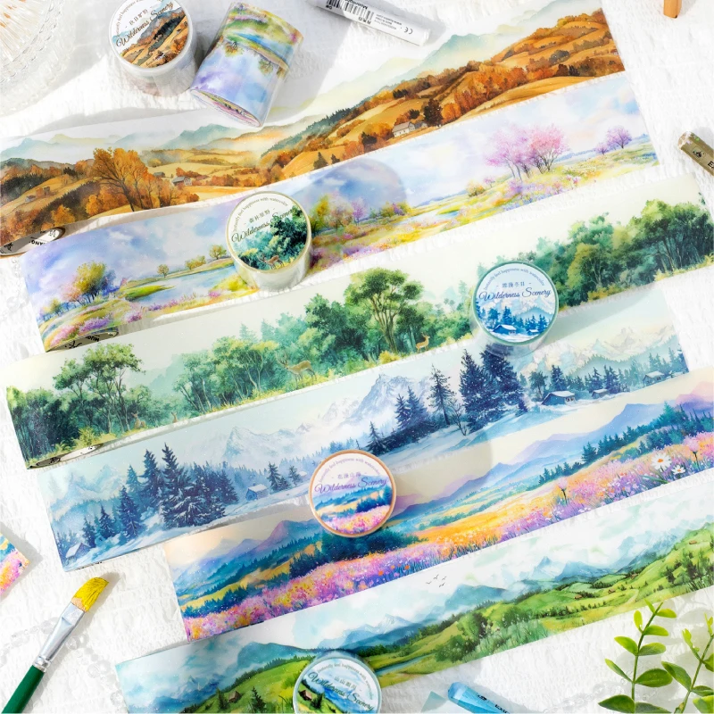 Bandes en PET 50mm x 2m, beau paysage, décor de Scrapbooking, Album Photo, Collage, matériaux pour Journal indésirable, autocollants esthétiques, DIY bricolage