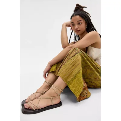 UO Multi-Strap Leather Sandals - Brown UK 4 at Urban Outfitters