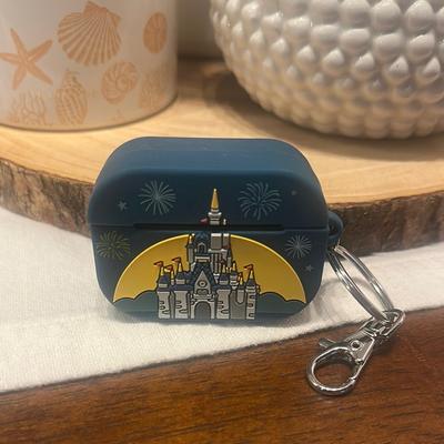 Disney Cell Phones & Accessories | Disney Castle Design Airpods Pro Gen 1 Case With Keychain | Color: Blue/Yellow | Size: Os