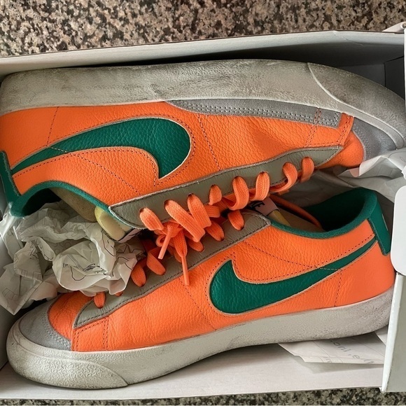Nike Shoes | (Custom) Geoff By Nike Mens Shoes. Size 10.5. | Color: Green/Orange | Size: 10