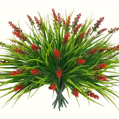 TEMU 10 Bundles Artificial Plants Outdoor, Uv Resistant Monkey Grass Greenery Stems, Plastic Flowers Shrubs For Home Weddings Garden Porch Front Patio Office Decor, Decor Image