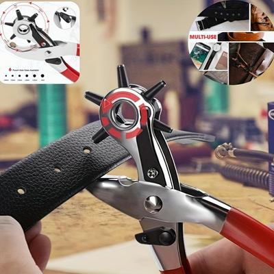 TEMU Metal Professional Leather Hole Punch, Manual, Use Without Electricity, For Belts, Watch Bands, Straps, Dog Collars, , Shoes, Fabric, Diy Home Or Craft Projects Image