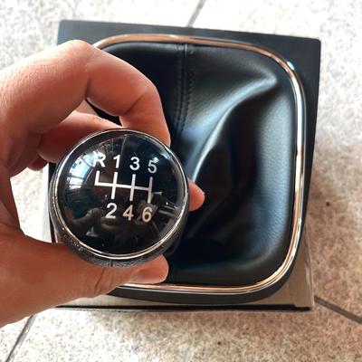 TEMU 5/6 Gear Shift Knob With Leather Boot Collar Case For Vw Golf 5 V Mk5 Mk6 R32 2004-2014 Car-stying Image