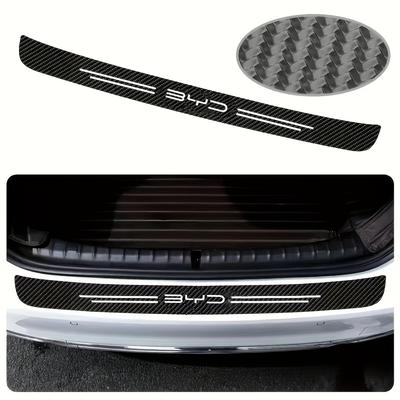 TEMU 5pcs For Byd Carbon Fiber Protection Decals - Sleek Black With White Accents, Durable Interior/exterior Trim For Style And Protection Image