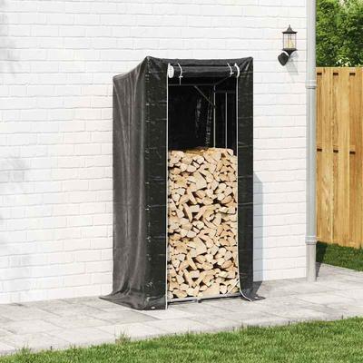 TEMU Firewood Rack With Rain Protection 100x60x200 Cm Galvanized Steel Image