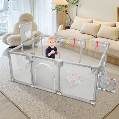 Baby Laufstall 182x 120x 66cm mit Basketball-Netz atmungsaktivem Babys laufgitter mit