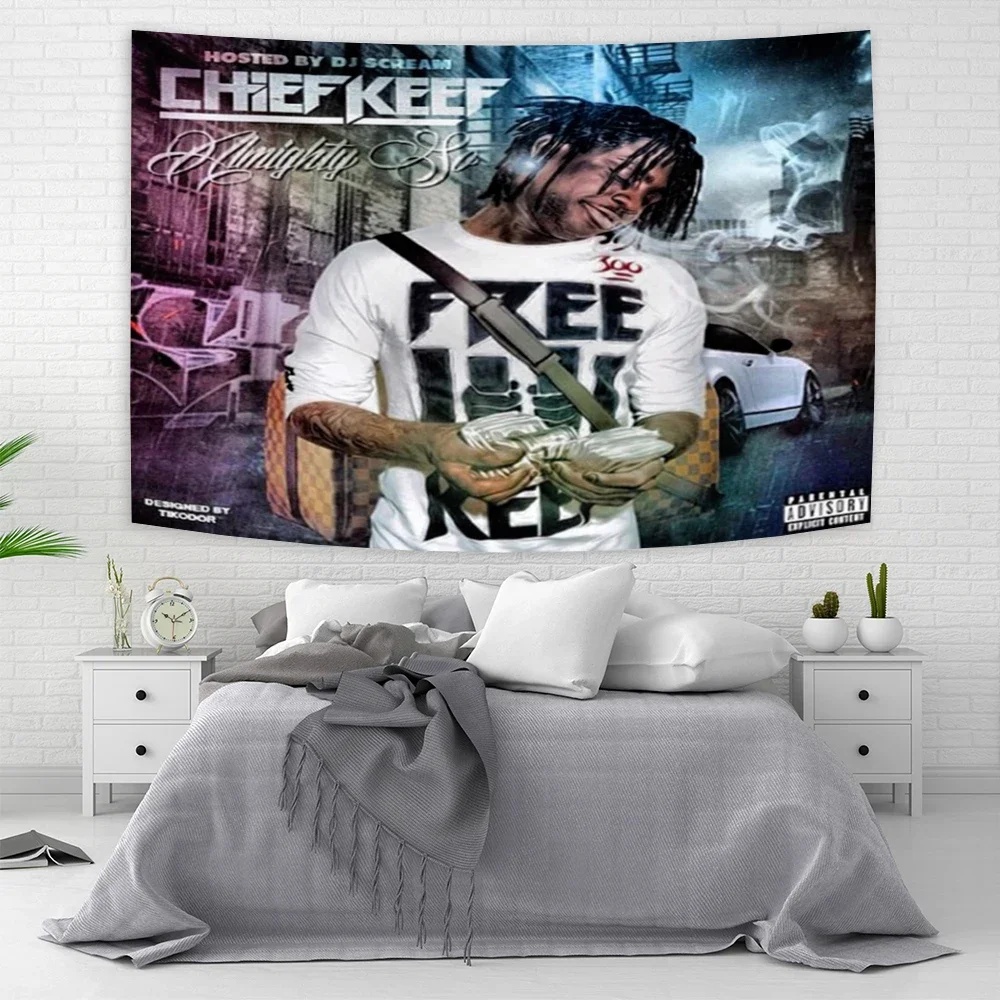 Amerikanische Flagge Chief Keef In The Garden Of Eden Wandbehang Wandteppich Hippie HipPop Rapper Wandteppiche Raumdekoration ästhetisch