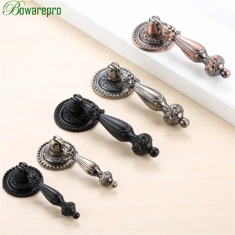 2Pcs Retro Antike Drop Pull Griff Schrank Tür Zieht Kommode Schublade Küche Schrank Hängen Design Schrank Knöpfe und Griffe