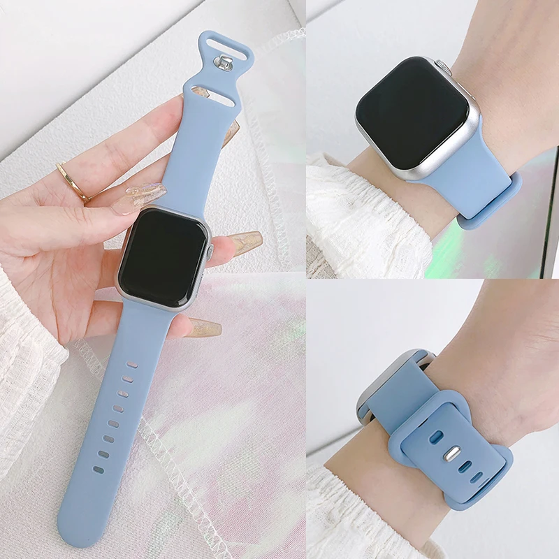 Silikonarmband für Apple Watch Serie 10 46 mm 42 mm Armband 44 mm 45 mm 40 mm 41 mm Sportarmband iWatch 8 7 6 5 4 3 SE 9 Ultra 2 49 mm Image