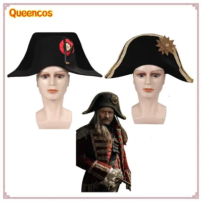 Präsident Bicorn Hut Französisch Haken Kapitän Piraten Kappe Fantasy Cosplay Halloween Roleplay Fantasia Requisiten Geschenk Kostüm Zubehör Image
