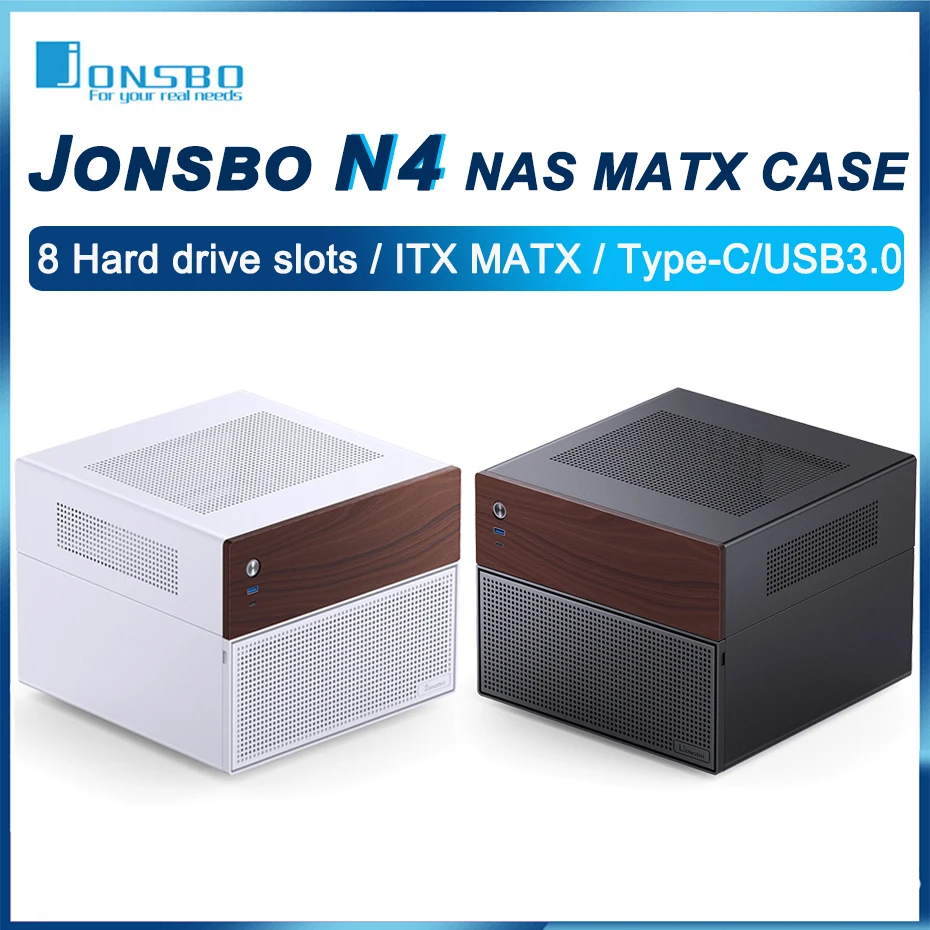 JONSBO N4 Mini-NAS-Gehäuse M-ATX-Motherboard SFX Power 6 große und 2 kleine Festplatten-Bit 120 mm * 1 Lüfter Home Office Server PC-Gehäuse