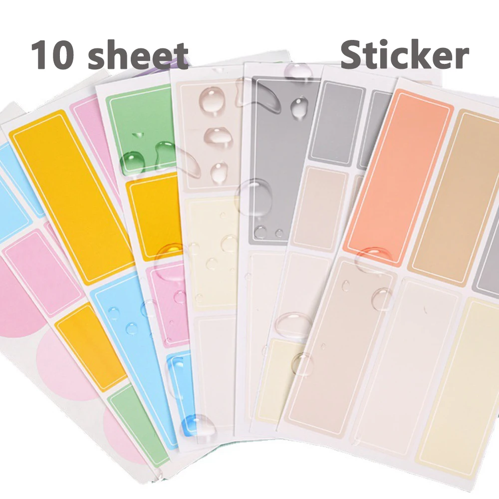 10 Blatt Papieretiketten, selbstklebender, klebriger Schreibaufkleber, buntes Etikett für die Klassifizierung, beschreibbarer Name, leere Notiz, DIY-Etikett Image
