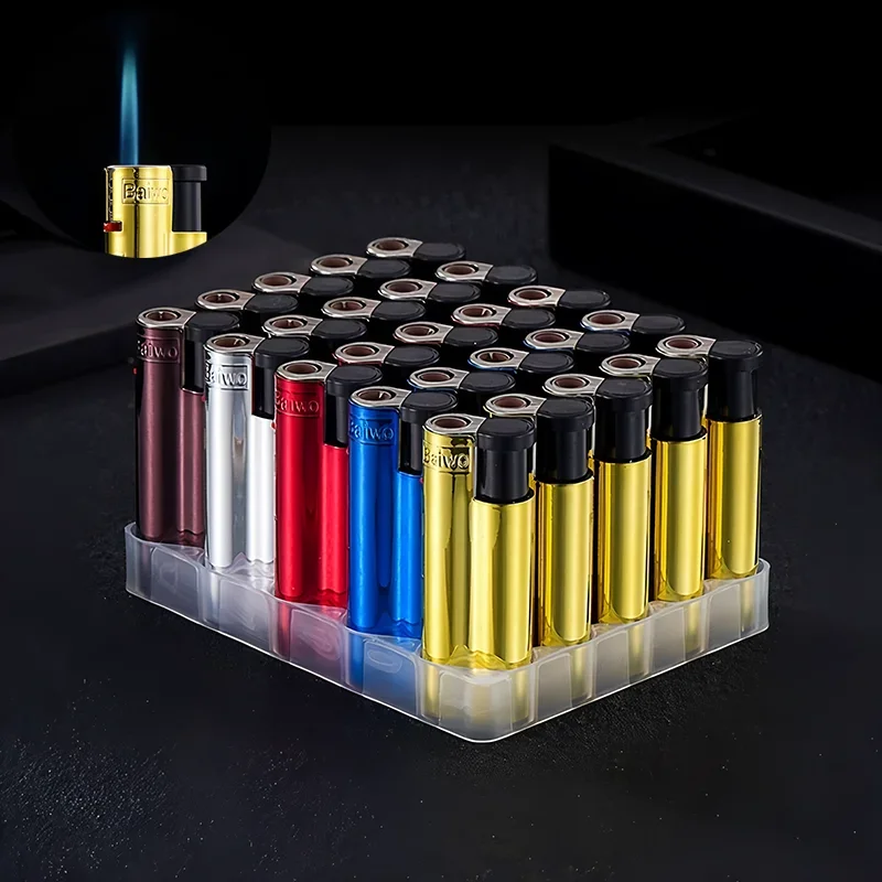 25PCS Metall Winddicht Zigarre Zigarette Leichter Jet Fackel Gas Flammen Feuerzeuge Rauchen Zubehör Butan Gadgets für Männer Tragbare Image
