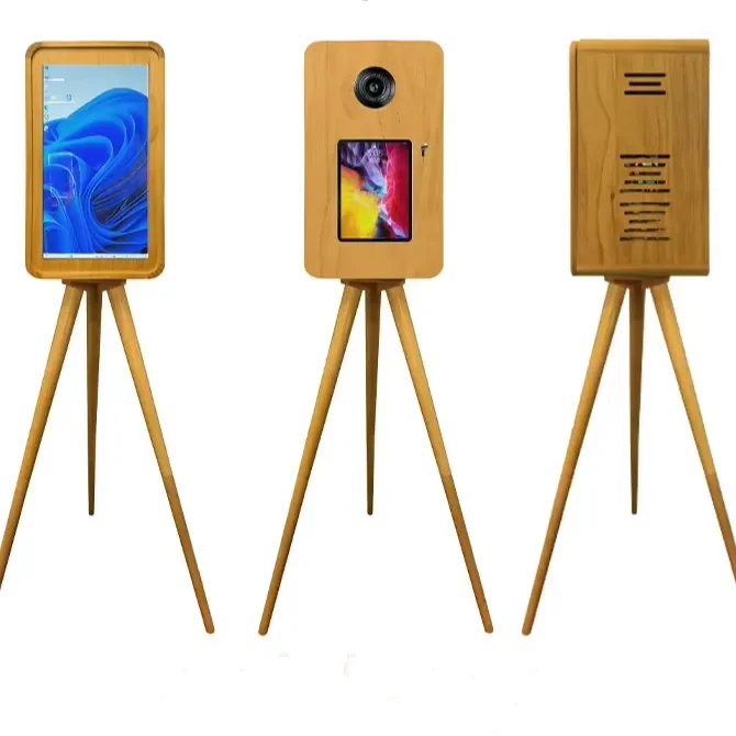 Neue Stil Holz Stativ Touch Magic Mirror Photo Booth 18,5 Zoll Bildschirm mit IPAD Panel Flight Case Versand Image