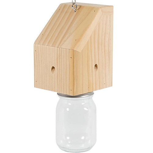 Trappola per api carpentiere da esterno - Trappola per api carpentiere in legno da appendere in stile Pentroof Nature - Trappola per insetti con volta rimovibile (1 confezione)