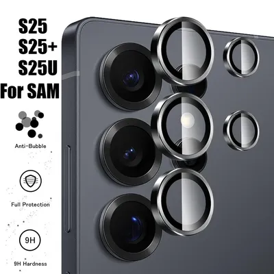 Metal Lens Ring Glass for Samsung S25 Ultra Back Camera Lens Protector Cap on Galaxy S25 Plus