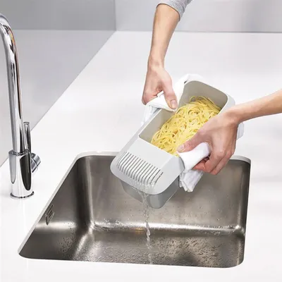 Microwave Pasta Cooker with Strainer Heat Resistant Boat Steamer Spaghetti Noodle Cooking Box Tool