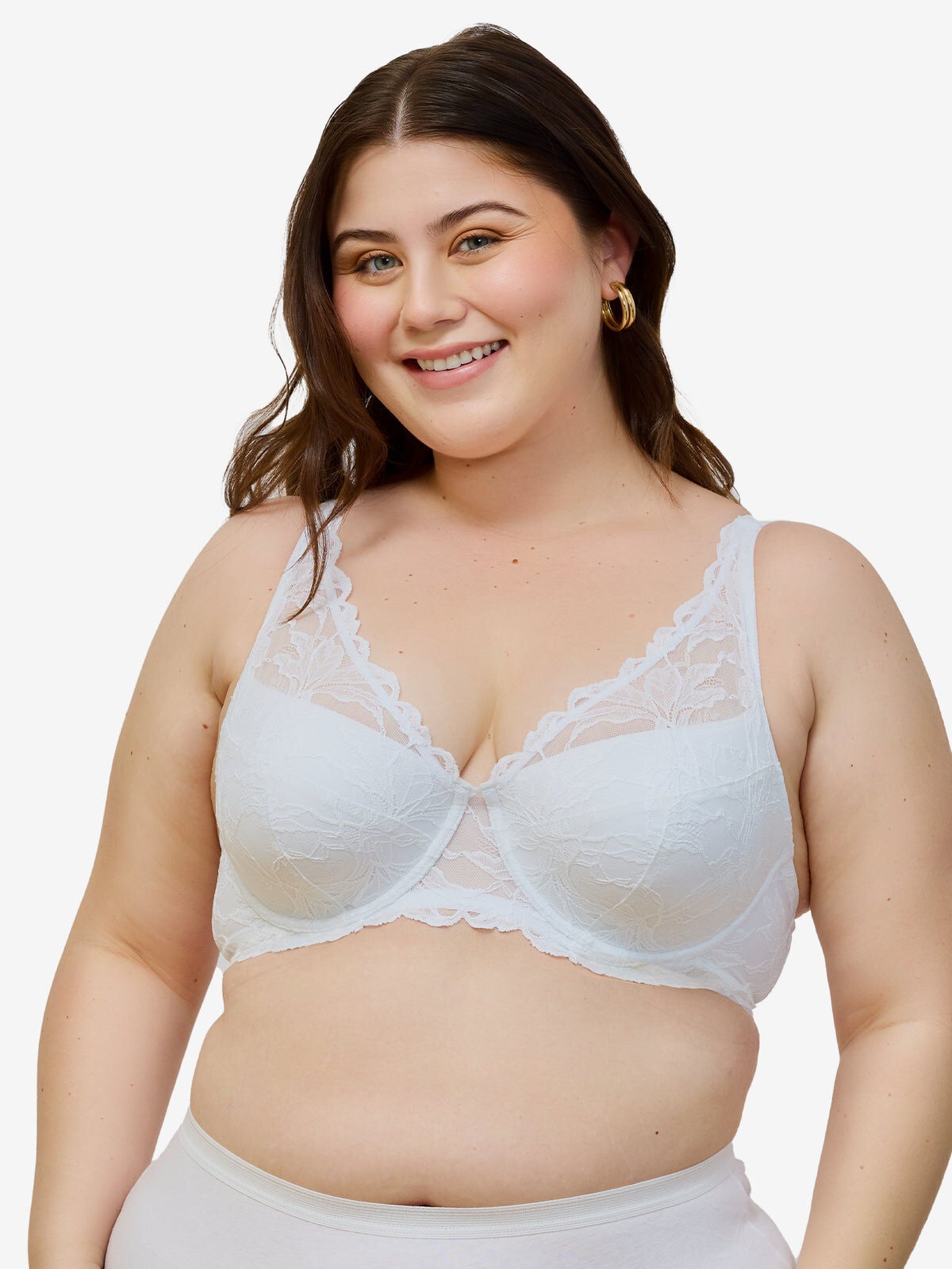 Plus Size Women's The Willow - Lace Plunge Underwire Bra by Leading Lady in White (Size 38 DD)