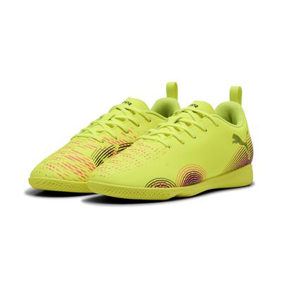 Fußballschuh PUMA "FUTURE 8 PLAY IT Futsalschuhe Jugendliche", Kinder, Gr. 36, gelb alert schwarz sun struck pink, Obermaterial: Synthetik, Textil; Futter: Textil; Innensohle: Textil; Laufsohle: Gummi, Schuhe Image