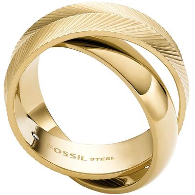Fingerring FOSSIL "Schmuck Geschenk Edelstahl Ring HARLOW" Gr. 16,5, gold (gelbgoldfarben), Fingerringe, Damen, 16,5, Edelstahl, 7mm Image