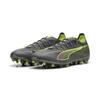 Fußballschuh PUMA "ULTRA 5 MATCH MG Fußballschuhe Erwachsene", Gr. 45, matte aged silber gelb alert blau gray, Obermaterial: Textil, Synthetik; Futter: Textil, Synthetik; Innensohle: Textil; Laufsohle: Synthetik, Schuhe