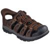Outdoorsandale SKECHERS "TRESMEN-NORVICK", Herren, Gr. 47,5, braun (dunkelbraun), Lederimitat, Textil, casual, Schuhe, Trekking Sandale mit Slip-ins Funktion