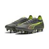 Fußballschuh PUMA "ULTRA 5 MATCH MxSG Fußballschuhe Erwachsene", Gr. 42.5, matte aged silber gelb alert blau gray, Obermaterial: Textil, Synthetik; Futter: Textil, Synthetik; Innensohle: Textil; Laufsohle: Synthetik, Schuhe