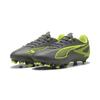 Fußballschuh PUMA "ULTRA 5 PLAY FG/AG Fußballschuhe Erwachsene", Gr. 44.5, matte aged silber gelb alert blau gray, Obermaterial: Synthetik, Textil; Futter: Textil; Innensohle: Textil; Laufsohle: Synthetik, Schuhe