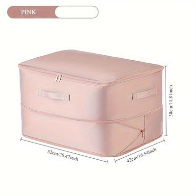 TEMU Heavy-duty Self-compressing Storage Bag - 40% Space-saving Organizer For Clothes, Blankets & Quilts, Portable Polyester Bag For Travel & Closet Organization Image