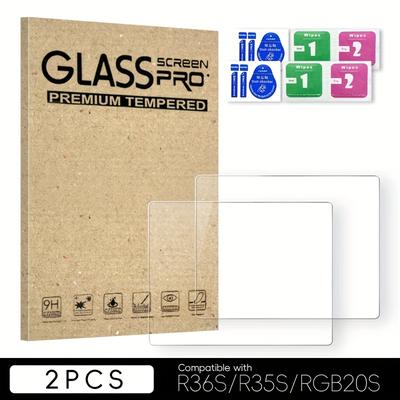 "TEMU R36s/r35s/rgb20s Premium Tempered Glass Screen Protector For Handheld Game Console, 3.5" Hd, Glossy Surface, Eva Hard Case, Dust And Scratch Resistant, Drop Protection, Game Console Carrying Case" Image