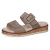 Pantolette CAPRICE, Damen, Gr. 39, grau (taupe), Veloursleder, casual, Schuhe, Keilabsatz, Sommerschuh, Bequemschuh mit Zierschnalle