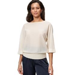 Sweatshirt ZERO "zero Sweatshirt mit Strukturmuster", Damen, Gr. 34, gelb (eggnog), Jersey, Obermaterial: 85% Polyamid, 15% Elastan. Ärmelfutter: ohne Futter., durchscheinend, casual, figurumspielend normal, U-Boot-Ausschnitt, 3/4-Ärmel weit...