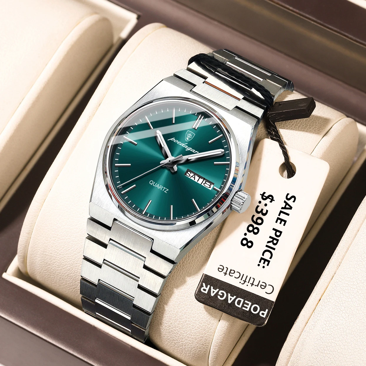 POEDAGAR Elegante Uhren Für Frauen Wasserdicht Leucht Datum Woche Damen Uhr Quarz Edelstahl Frau Mode Armbanduhr Image