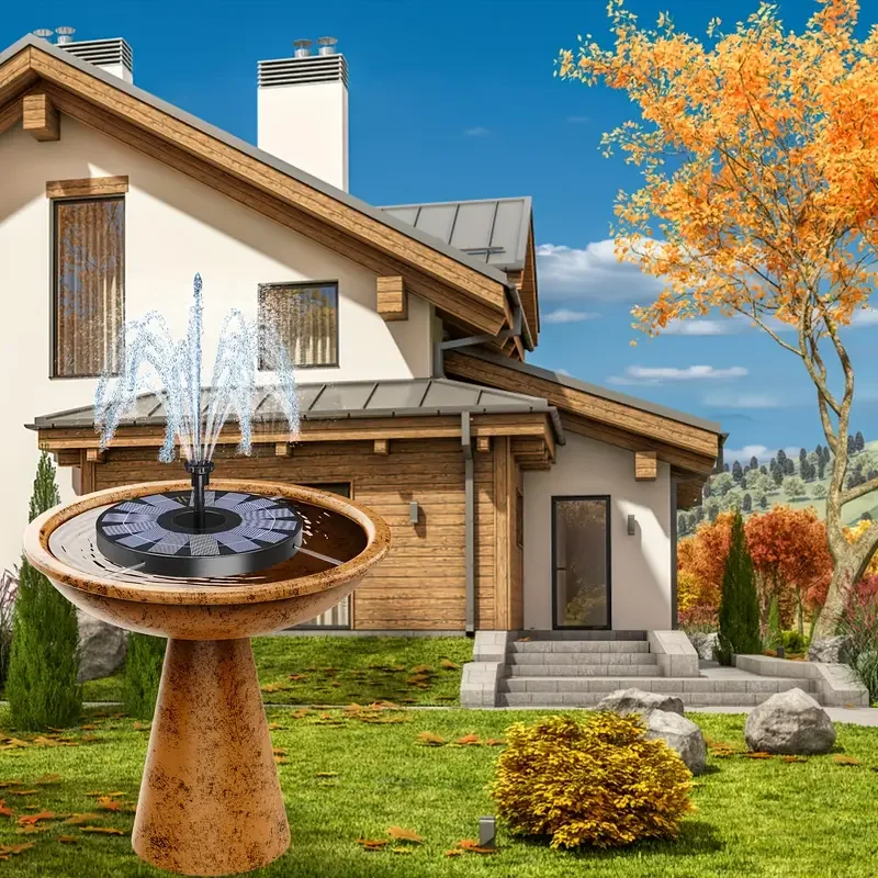 2,5 W Solarbrunnen für den Außenbereich mit 6 Düsen, dekorativ, langlebig, für Topfpflanzen, kleine Blumenbetten und Gemüsegärten Image