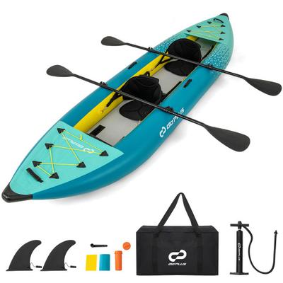 Costway Inflatable 2-person Kayak Set with Aluminium Oars and Repair Kit-Green