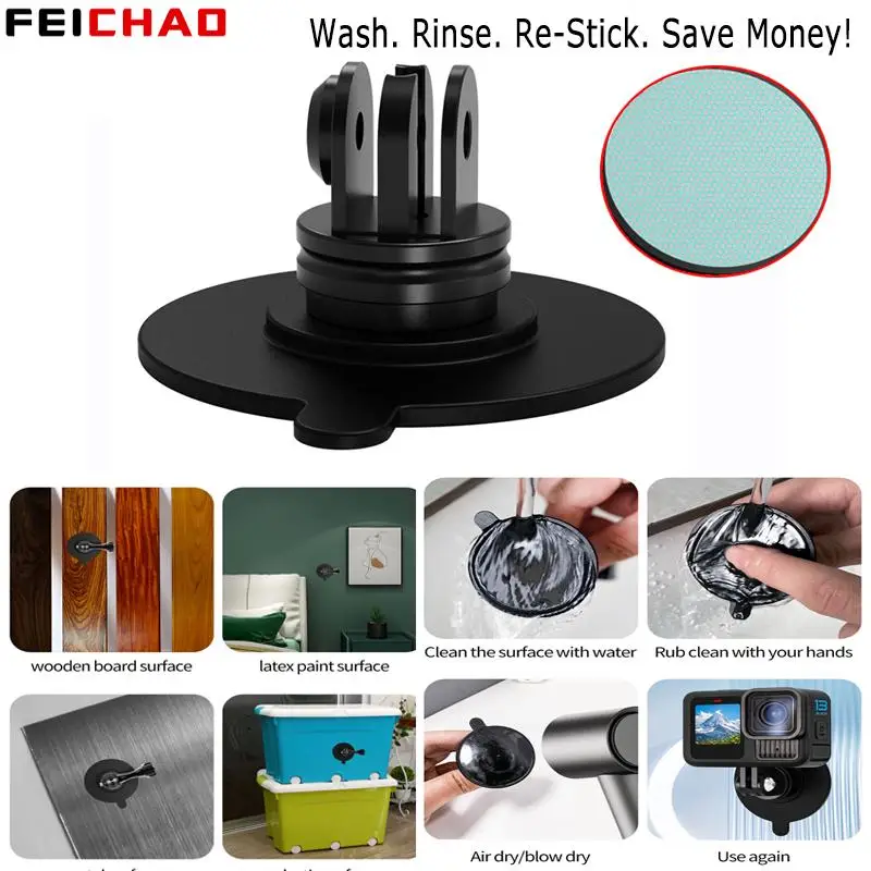 Starker selbstklebender Aufkleber Kamerahalter für GoPro 13 DJI Action 5 Insta360 Ace Pro 2X4 Motorradhelmbasis Saugnapfhalterung Image
