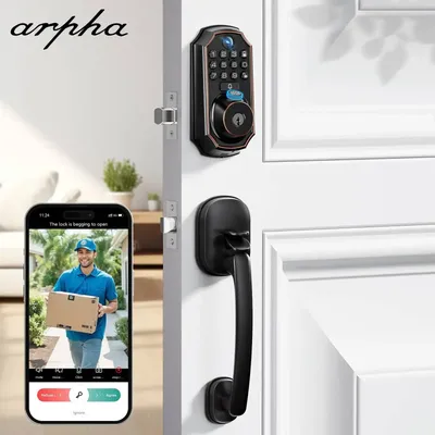 ARPHA Smart Lock D289H Set Smart WiFi Keyless Türschloss mit Kamera 5-in-1-Fingerabdruck-Eintrag App-gesteuertes Auto-Lock-System
