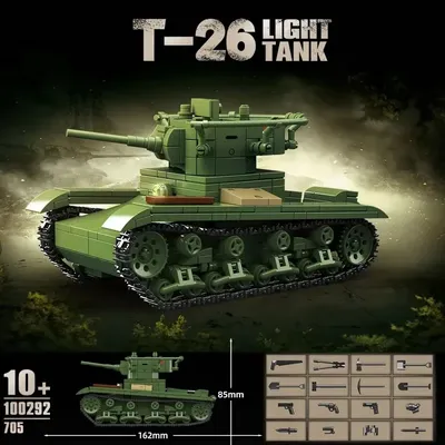 WW2 Militär Waffe Soldaten Sowjetischen T-26 Licht Tank Modell Bausteine Weltkrieg 2 Ziegel Armee Image