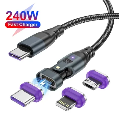 240W Schnelllademagnet USB-C Ladegerät Datenkabel Magnetischer USB C Adapter 5A USB Typ C Kabel für iPhone Samsung Xiaomi Realme Image
