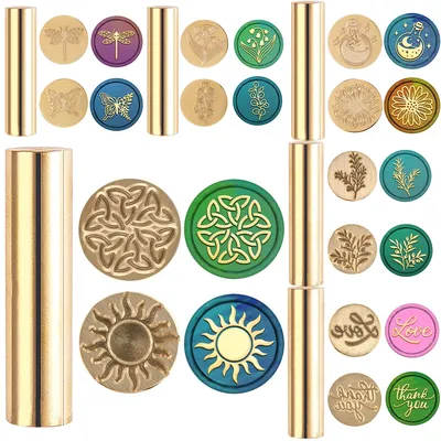 Bottle Daisy Butterfly Flower Sun Wax Seal Stamp 2 Sides Mini Brass Column for Wedding Invitations