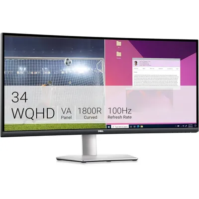 Dell S3423DWC Curved USB-C Monitor - 34-Inch WQHD (3440x1440) 100Hz 4Ms 21:9 Display, USB-C