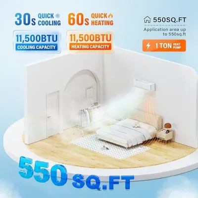 17 SEER2 230V Inverter Ductless Wall AC Unit with Pre-Charged 11000 BTU Wifi Enabled Mini Split Air