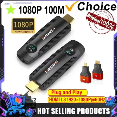 New 100M Wireless HDMI Video Transmitter Receiver Kit HDMI Extender Adapter TV Stick Dongle 1080P