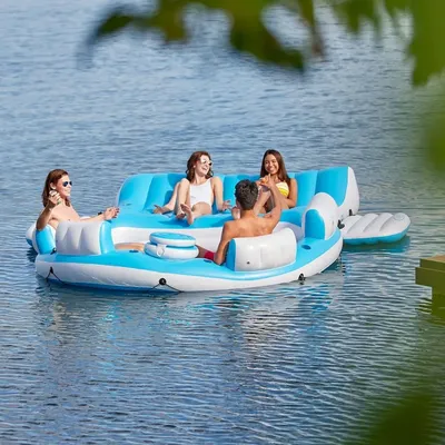 56299EP Splash N Chill Inflatable Lake and Pool Relaxation Island Lounger Seat for up to 7 Adults,
