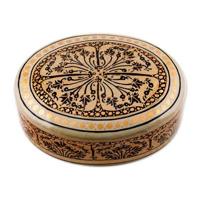 Srinagar Grandeur,'Oval Wood and Papier Mache Decorative Box'