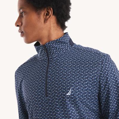 Nautica Men's Printed Half-Zip Pullover Stellar Blue Heather, XL
