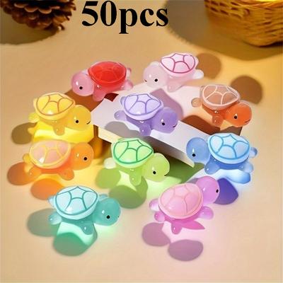 TEMU 50pcs Glow In The Dark Mini Resin Turtle Statues, Favors For Cake Decor, Ocean Animal Themed Party Decorations, Garden Miniature Diy Crafts, Pendant Type Image